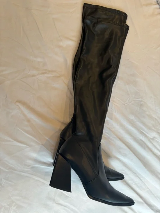 Steve Madden Black Over-the-Knee Block Heel Boots - Picture 1 of 5
